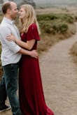 I got this dress for my engagement photos and it was perfect! It moves beautifully in the pictures, and the slit up the side gave it a little more dynamic look than just a maxi dress. It's super flattering too. Just make sure to get some spanks cause the slit goes right up to the crotch. Will say it is a little long for 5'4 so I tripped a lot but I'm going to get it hemmed/wear heels next time. Highly, highly recommend!! - Jennifer A.