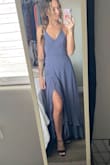 Wore this for a wedding - I love that the back is adjustable so it fit nice and tight! I love the slit - Hannah M.