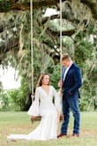 This dress exceeded my expectations and is so so stunning. The dramatic sleeves and train are perfection and nailed my vision for my engagement photos. Romantic and glamour pjs with a touch of gypsy. I did have to pin the lining to the front seams of the slit because it isn't attached and would show as I walked but an easy fix! Oh and the train will grab every leaf you drag it over, 100000% worth it though. I'll cherish these photos forever. - Lexy M.
