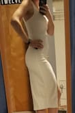 Absolutely love this dress. Bought it for my civil ceremony, and it did not disappoint.
On me, the straps were a little loose, but not uncomfortable.
Loved the slit, perfect height (not too high on the leg) - Lizzy S.