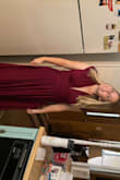 I was looking for a dress as a bridesmaid but knew my size would be changing soon since I am pregnant. I am so glad I chose this dress!!! It's such a comfortable and versatile material. I am currently 20 weeks and I got a M and I still have room to grow in the mid section (which I was very nervous about, but for my height it was the right choice)! - Kiana M.