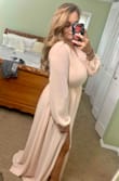 Very beautiful and flattering. Comfortable! Can fit a big bust. Will need hemmed because I'm a shortie but overall love it!
Ordered a medium. - Santana R.