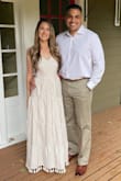 I wore this amazing dress to a wedding last weekend!  I love how unique it is with the tassels at the bottom (my favorite part).  It fits true to size and is very comfortable!  I did wear a short skirt-style slip in beige underneath due to the dress being a tiny bit sheer in the sun.  I'm just over 5'6 and without shoes the dress does touch the floor for me.  I wore 2 inch wedges which was enough to get the tassels off the ground.  I would definitely recommend this dress! - Angela R.