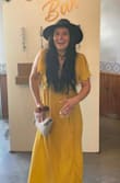 I really liked this dress. I definitely could have ordered a size larger especially in the sleeves. It was a little confusing to get into. Very flowing , fitting, decent yellow as well. - Cami R.