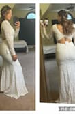 I ordered this on a whim bc it was on sale. I figured how awesome would it be if I found a super inexpensive wedding dress early. I will preface by saying I love lulus, and they always have amazing quality pieces.
This dress is gorgeous. I love the fit, the back detail, it's very cute. I would say it's on the more simple side though. I would definitely try to find a way to embellish it, maybe with a bridal belt or something. It is definitely form fitting so you have to be into that. It's very difficult to clip the back without help. I would say you don't really need a bra with it. I might use some tape to bring the girls to life but that's preference! - Tiana J.