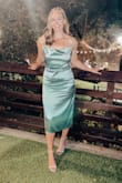Okay everyone listen up: this dress truly makes you feel like THAT b*tch, as Lizzo would say. I wore it last night to a friend's wedding and got so many compliments, not to mention it made my body look bangin in photos! One thing to note is that steaming it didn't seem to work so I ironed it beforehand (on low heat) to get some of the fold wrinkles out. Otherwise, it was an absolutely amazing and comfortable dress that I would definitely recommend getting! - Isabella D.
