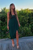 I wore this to a wedding on a beach.  I was a little worried that the fabric would not be flattering on my imperfections on my backside but I was pleased with how the dress fell.  The material was nice and light which was perfect because it was hot out. The dress was totally flattering and I got so many compliments! - Jacqueline F.