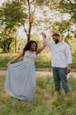 Wore this dress this past spring for anniversary photos with my hubby. I got my normal size but definitely could have sized up. There is no stretch so zipping it up was a struggle but thanks to my husband we made it work! Felt beautiful in it, my photographer loved the dress! - Asia R.