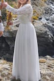 This was the most beautiful elopement dress. Going down a size to Small was definitely the better fitting size but it was a tad tight in the waist. I also ordered a Medium (my normal size) and it was really loose everywhere so I just went with the small and all I needed was to get it hemmed.
I received so many compliments and I loved it so much. Who can beat a $88 dollar wedding dress?! This also would be great for a pre-wedding event as well. - Jamie H.