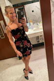I am obsessed with this dress. I am a mom of two toddlers with some excess stomach skin, so bodycon dresses are out of the question. This dress is unsuspecting because it looks bodycon but isn't. I ordered a medium as I have an athletic build and broad chest. It was a little snug but loosened up the smallest bit throughout the night and was so comfortable. Highly recommend. - Courtney G.
