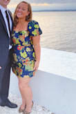 This dress was a dream! The colors, the structure and neckline/sleeve combo was very flattering on my size 12 frame. It was tighter than I expected but it worked out really well and barely rode up when walking/dancing. I felt pretty. 10/10 recommend! - Kensey D.