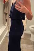 I wanted to love this jumpsuit SO badly. It fit like a glove& from the chest down. I am a member of the IBTC, and although it has grippys along the inside, it still fell down as I walked/moved.. so sadly had to return. Otherwise, it fit perfectly, and was very flattering.. the length was a touch too long but would be perfect with heels. I highly recommend still, if you have a larger chest than I do. - Rachel S.