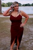 I wore this beauty to a wedding last Saturday. I had to many compliments. The color is gorgeous. I have a large bust, so I used a safety pin to keep the breast area intact because my breast kept trying to pop out. The safety pin was a life saver. I would definitely recommend this beautiful dress for any special occasion. - Wanda H.