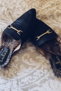 Antonia Black Faux Fur Loafer Slides