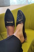 Antonia Black Faux Fur Loafer Slides