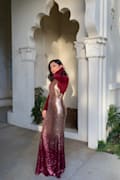 Infinite Dreams Burgundy And Rose Gold Ombre Sequin Maxi Dress Top Infinite  Dreams Burgundy And Rose