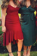 Fall In Love Forest Green Satin Midi Wrap Dress