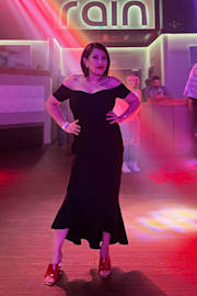 How Much I Care Black Off-the-Shoulder Midi Dress