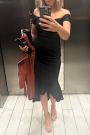 How Much I Care Black Off-the-Shoulder Midi Dress