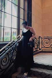 Romantically Speaking Black Cowl Lace-Up Maxi Dress