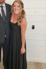 Romantically Speaking Black Cowl Lace-Up Maxi Dress