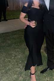 How Much I Care Black Off-the-Shoulder Midi Dress