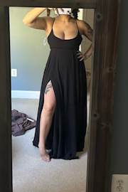 Romantically Speaking Black Cowl Lace-Up Maxi Dress