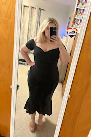 How Much I Care Black Off-the-Shoulder Midi Dress