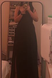 Romantically Speaking Black Cowl Lace-Up Maxi Dress