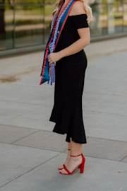 How Much I Care Black Off-the-Shoulder Midi Dress