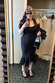 How Much I Care Black Off-the-Shoulder Midi Dress