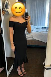 How Much I Care Black Off-the-Shoulder Midi Dress