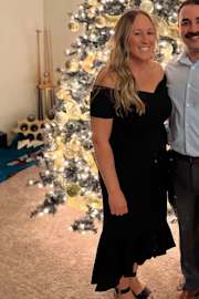 How Much I Care Black Off-the-Shoulder Midi Dress