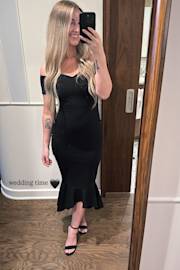 How Much I Care Black Off-the-Shoulder Midi Dress