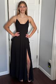 Romantically Speaking Black Cowl Lace-Up Maxi Dress
