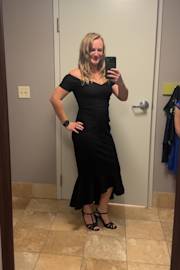 How Much I Care Black Off-the-Shoulder Midi Dress