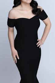 How Much I Care Black Off-the-Shoulder Midi Dress