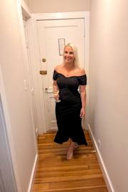 How Much I Care Black Off-the-Shoulder Midi Dress