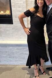 How Much I Care Black Off-the-Shoulder Midi Dress