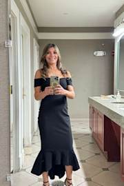 How Much I Care Black Off-the-Shoulder Midi Dress