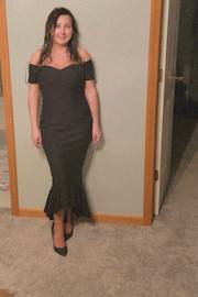 How Much I Care Black Off-the-Shoulder Midi Dress