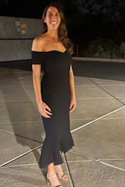 How Much I Care Black Off-the-Shoulder Midi Dress