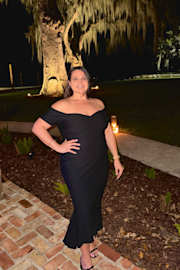 How Much I Care Black Off-the-Shoulder Midi Dress