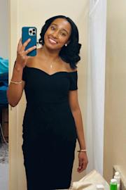 How Much I Care Black Off-the-Shoulder Midi Dress