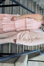 Tier and Far Blush Pink Tiered Pleated Halter Midi Dress