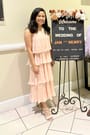 Tier and Far Blush Pink Tiered Pleated Halter Midi Dress