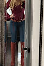 Loriah Rust Red Suede Square Toe Knee High Boots