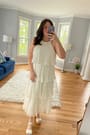 Tier and Far White Tiered Pleated Halter Midi Dress