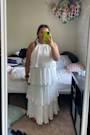Tier and Far White Tiered Pleated Halter Midi Dress