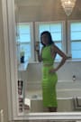 Absolute Edge Lime Green Sleeveless Two-Piece Bodycon Midi Dress